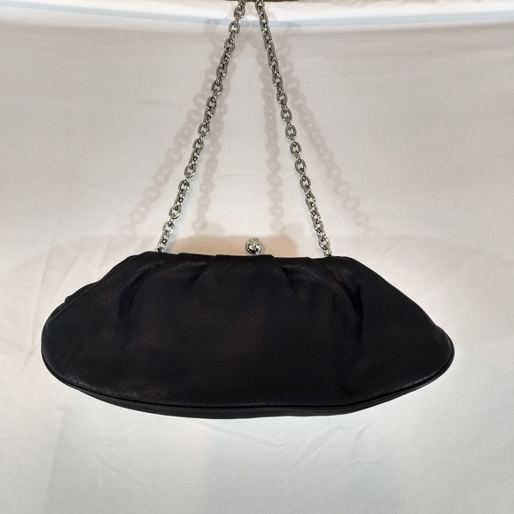 BLACK EVENING CLUTCH w/ Chain by FRANCHI - Picture 6 of 8